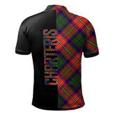 Clan Charteris Tartan Polo Shirt Half of Me - Cross Style WS49 Charteris Tartan Tartan Polo